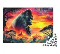 Arte del Atardecer de gorilas Rompecabezas 1000 Piezas para Fans, Papel Resistente,Animales Decoración Interior, Regalo Cumpleaños, Juego Mental, Decoración Mural Hogareña 52x38cm/1000pcs