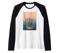 Arte del bonsái en Flor de Cerezo Japanese Peace Camiseta Manga Raglan