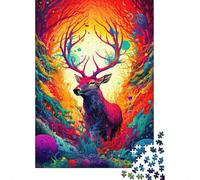 Arte del Ciervo psicodélico 1000 Piezas Cartón Resistente Paquete De Rompecabezas Pareja Socios Divertido Juego Desafiante Entrenamiento Cerebral Regalos 70x50cm/1000pcs