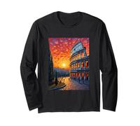 Arte del Coliseo de Roma en Estilo audaz de Van Gogh Sunset Manga Larga