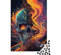Arte del cráneo de Fuego Rompecabezas 1000 Piezas Acertijos Inteligentes Decoración Familiar Adultos Papel Regalo Hombre Mujer Navidad 70x50cm/1000pcs