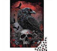 Arte del cráneo del Cuervo Oscuro 1000 Piezas Cartón Resistente Rompecabezas Clásicos Fans De Adolescentes 12-18 Años Alivio del Estrés Decoración De Paredes 38x26cm/1000pcs