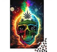 Arte del cráneo psicodélico 1000 Piezas Cartón Grueso Rompecabezas Premium para Adultos Difícil Desafío Juego 52x38cm/1000pcs