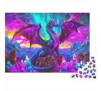 Arte del dragón de fantasía Rompecabezas 1000 Piezas Neon Mountain Dragon Cartón Grueso para Adultos Regalo Cumpleaños para Entretenimiento Mejor Regalo Oferta 70x50cm/1000pcs