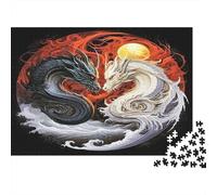 Arte del dragón Yin Yang 1000 Piezas Cartón Grueso Rompecabezas De Bricolaje Niños Principiantes Divertido Desafiante Juego Alivio del Estrés Idea De Regalo 52x38cm/1000pcs