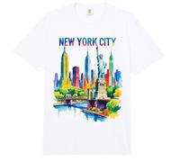 Arte del Horizonte de la Ciudad de Nueva York Souvenir de Nueva York Puente de Brooklyn Mujer Comfort Colors Adult Heavyweight T-Shirt