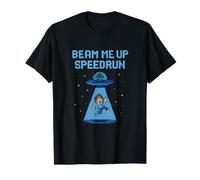 Arte del juego Beam Me Up Speedrun UFO Alien Pixel Camiseta