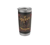 Arte del juego de fichas My Therapy Is Mahjong Player Vaso térmico de acero inoxidable de doble pared
