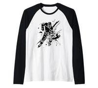 Arte del Jugador de Hockey sobre Hielo Camiseta Manga Raglan