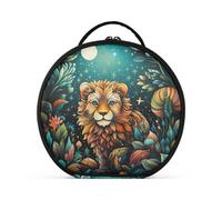 Arte Del León De La Luz De La Luna De Dibujos Animados Bolsa de Maquillaje Organizador de Circular Cosméticos Bolsas Creatividad con Divisor Ajustable para Mujeres