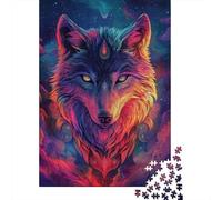 Arte del Lobo psicodélico Rompecabezas 1000 Piezas Adultos Regalo Navidad Desafío Imposible Juego Familiar Papel 38x26cm/1000pcs