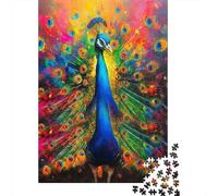 Arte del Pavo Vibrante 1000 Piezas Cartón Resistente Rompecabezas Premium Fans De Adolescentes 12-18 Años Entrenamiento De Concentración Presente Divertido 52x38cm/1000pcs