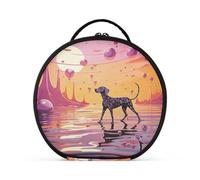 Arte Del Perro Luna Rosa Bolsa de Maquillaje Organizador de Circular Cosméticos Bolsas Creatividad con Divisor Ajustable para Mujeres