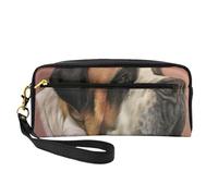 Arte del Perro Viejo Honesto San Bernardo Impreso, Bolsa de Maquillaje Bolsa de cosméticos Bolsa de Aseo de Viaje portátil Estuche de Cuero para Mujeres y niñas