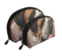 Arte del Perro Viejo Honesto San Bernardo Impreso, Bolsa de Maquillaje de Concha, Monedero pequeño para Mujer, Bolsa de artículos de tocador, Bolsa de cosméticos, 2 Piezas