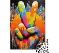 Arte del Signo de la Paz Colorido 1000 Piezas Stock De Cartas Premium Paquete De Rompecabezas Entusiastas De Jigsaw Senior Difícil Desafío Decoración De Paredes Paquete De Valor 38x26cm/1000pcs