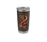 Arte del símbolo del año lunar místico del dragón del zodiaco chino Vaso térmico de acero inoxidable de doble pared