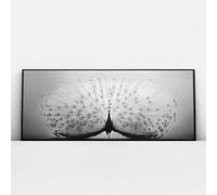 Arte della parete in tela di pavone Murale in bianco e nero Immagini minimaliste moderne Stampe di opere d'arte Poster di grandi dimensioni per l'arredamento del soggiorno 30x76cm con cornice nera