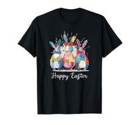 Arte Digital de Pascua Happy Easter Three Spring Bunny Hoppy Camiseta