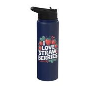 Arte divertido con diseño de I Love Strawberries Berry Splash Stainless Steel Insulated Water Bottle