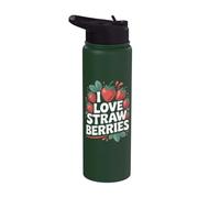 Arte divertido con diseño de I Love Strawberries Berry Splash Stainless Steel Insulated Water Bottle