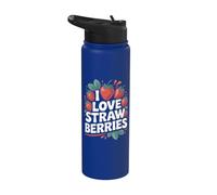 Arte divertido con diseño de I Love Strawberries Berry Splash Stainless Steel Insulated Water Bottle