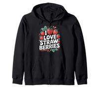 Arte divertido con diseño de I Love Strawberries Berry Splash Sudadera con Capucha
