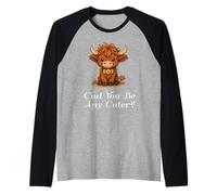 Arte divertido de Cud You Be Any Cuter Cuter Cute Cow Highland Cow Camiseta Manga Raglan