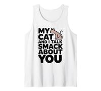 Arte Divertido de My Cat and I Talk Smack para Amantes de los Gatos Camiseta sin Mangas