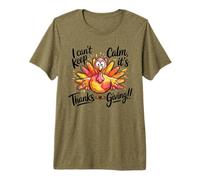Arte Divertido de Pavo con Texto en inglés «I Can't Keep Calm It's Thanksgiving» Camiseta Premium