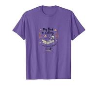 Arte Divertido para Amantes del sueño: Mi Cama Llama y Debo Responder Camiseta, Hombre, Morado Jaspeado, 3XL