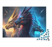 Arte Dragón Fantasía Rompecabezas Difícil 1000 Piezas Adultos Dragones Fantasía Épica Vibrante Mítico Premium Grueso Resistente Vibrante Desafiante Alivio Estrés 70x50cm/1000pcs