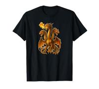 Arte Dragón Hidra Respirando Fuego Tres Monstruos Cuello Largo Camiseta