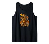 Arte Dragón Hidra Respirando Fuego Tres Monstruos Cuello Largo Camiseta sin Mangas
