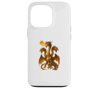Arte Dragón Hidra Respirando Fuego Tres Monstruos Cuello Largo Carcasa para iPhone 13 Pro
