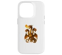 Arte Dragón Hidra Respirando Fuego Tres Monstruos Cuello Largo Carcasa para iPhone 14 Pro