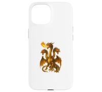 Arte Dragón Hidra Respirando Fuego Tres Monstruos Cuello Largo Carcasa para iPhone 15
