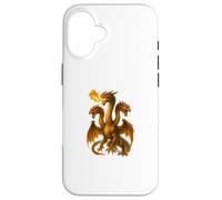 Arte Dragón Hidra Respirando Fuego Tres Monstruos Cuello Largo Carcasa para iPhone 16