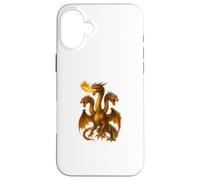 Arte Dragón Hidra Respirando Fuego Tres Monstruos Cuello Largo Carcasa para iPhone 16 Plus