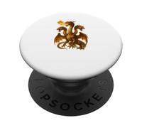 Arte Dragón Hidra Respirando Fuego Tres Monstruos Cuello Largo PopSockets PopGrip Adhesivo