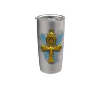 Arte egipcio de la cruz de Ankh dorado Vaso térmico de acero inoxidable de doble pared
