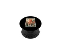 Arte en Bloque de Madera de árbol de Cerezo con Ola de Pulpo japonés PopSockets PopGrip Adhesivo