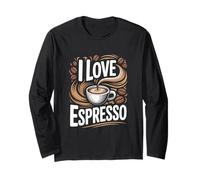 Arte en espiral con forma de «I Love Espresso Coffee Beans» Manga Larga