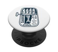 Arte en Lata de sardinas Dibujado a Mano, Retro, con Vibraciones costeras y oceánicas PopSockets PopGrip Adhesivo