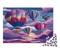 Arte en Mosaico, Globos aerostáticos, un Cielo Colorido Rompecabezas para Adultos 1000pcs (75x50cm),Juegos De Desafío De