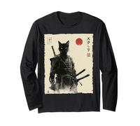 Arte en Tinta Samurai Cat Warrior Ink Kawaii Anime Cat Samurai Manga Larga