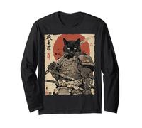Arte en Tinta Samurai Cat Warrior Ink Kawaii Anime Cat Samurai Manga Larga