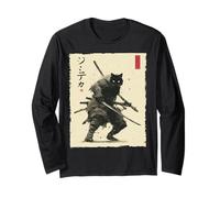 Arte en Tinta Samurai Cat Warrior Ink Kawaii Anime Cat Samurai Manga Larga