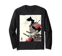 Arte en Tinta Samurai Cat Warrior Ink Kawaii Anime Cat Samurai Manga Larga
