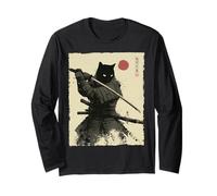 Arte en Tinta Samurai Cat Warrior Ink Kawaii Anime Cat Samurai Manga Larga